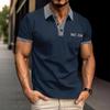 Polo Estiva da Uomo a Colore Unito Manica Corta Casual Traspirante Leggera Misto Cotone Top con Collo e Polsini a Quadretti