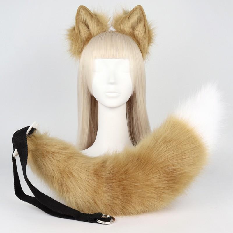 Felliges Tierohr-Schwanz-Set Cosplay Anime Kostüm Fuchs Wolf Ohren Accessoire Plüsch