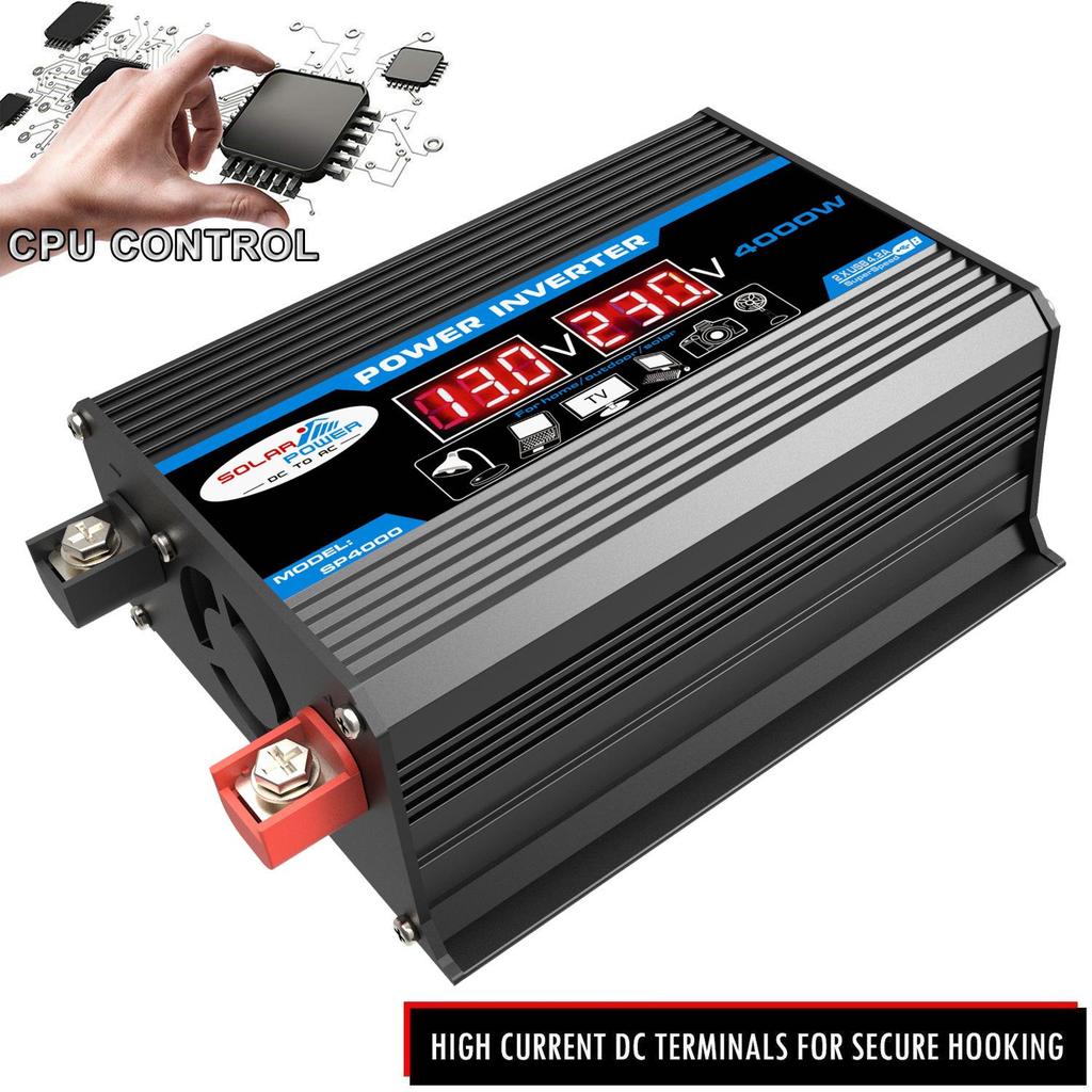 12V-220V/110V 300W Car & Home Inverter with Dual USB and Display