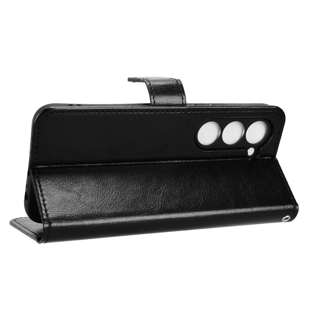 For TECNO Spark 40 Pro 4G PU Leather Case with Strap Crazy Horse Texture Phone Wallet Cover