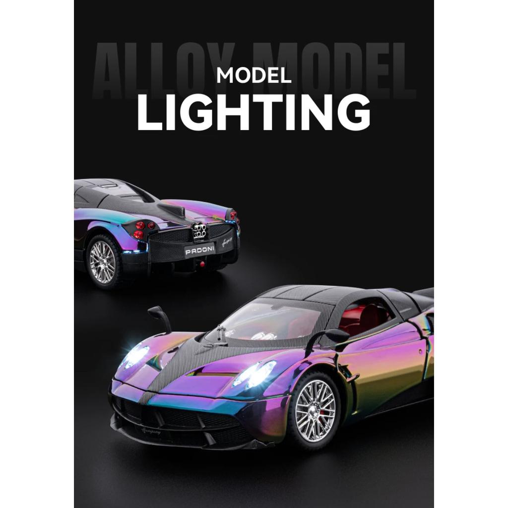 1/24 Pagani Huayra Dinastia Legierung Galvanik Sportwagenmodell Metall Rennwagen Fahrzeuge Modell Sound und Licht Kinderspielzeug Geschenk