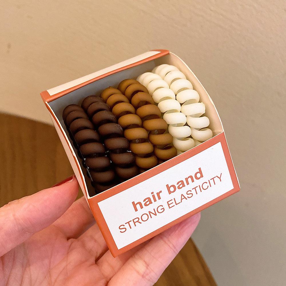 6-teiliges Set mit hochelastischen Haargummis, buntem Haarseil aus Gummi, Telefonleitung, Pferdeschwanz, Haargummi, süßes Mädchen-Haar-Accessoire für Frauen