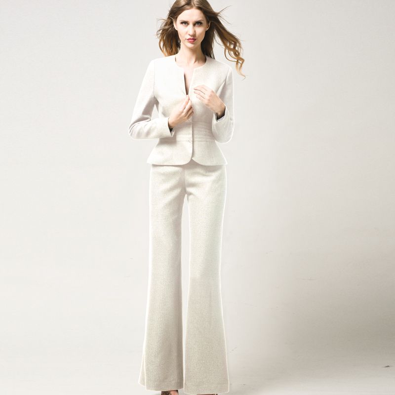 

Деловой костюм-двойка высокого класса, европейско-американский бренд, весна и осень Milky White (Clothing + pants) Size 4 (L/165)