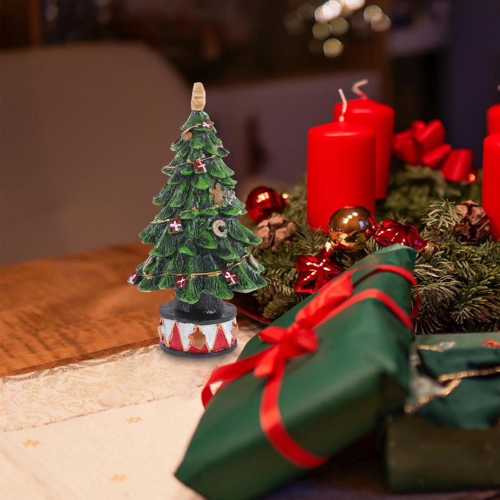 Mini Resin Christmas Tree Decoration Small Tabletop Xmas Pine Tree Statue Desktop Holiday Party Photo Prop Micro Landscape