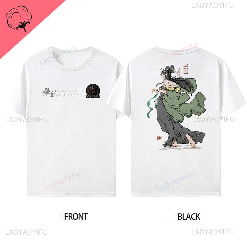Herren Bestseller Black Myth Wukong Sun Wukong Muster vorne hinten Baumwoll-T-Shirt Wukong Spiel Ausverkauf T-Shirt Kurzärmlig
