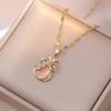 Internet Celebrity Pink Coin Pendant Necklace: Versatile Copper Clavicle Chain for Women