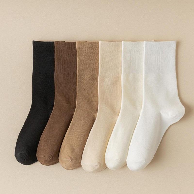 Soft Pure Cotton Korean Solid Color Socks for Women All-Match Socks Ins Trendy Casual Calf Socks