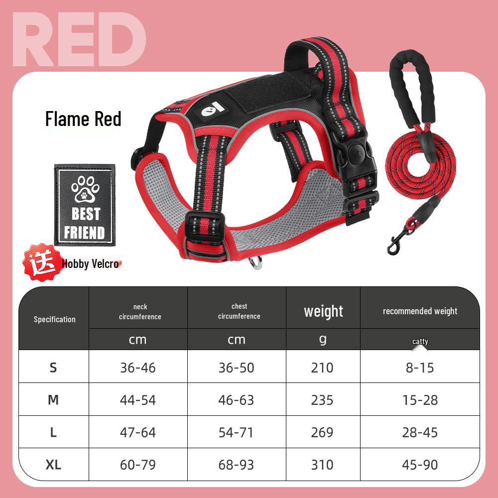 Large Dog Vest-Style Harness with Velcro & Shock-Resistant Leash