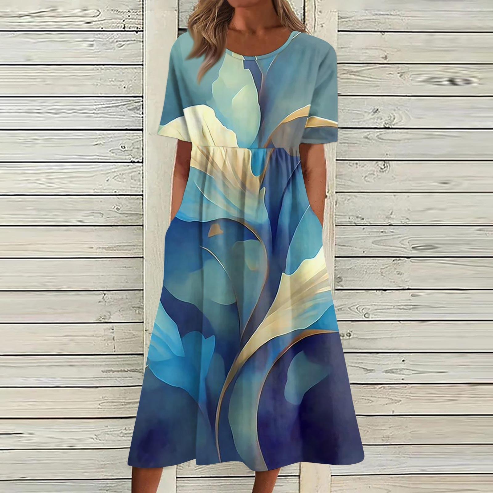 Жен. Повседневные платья Платья с принтами Летние платья С принтами Плиссированные — фото 7