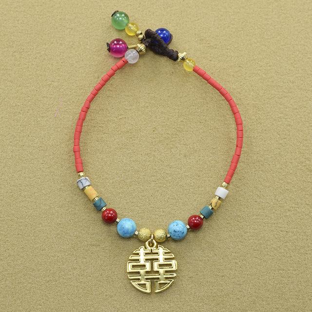 New Ethnic Style Retro Woven Fashion Women 'S Bracelet Adjustable Gemstone Beaded Antique Charm Yoga Bracelet Female Jewelry