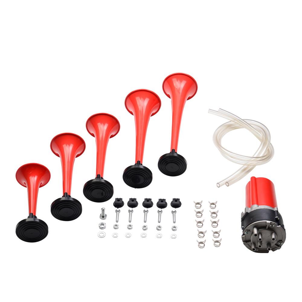 12V 120DB Five Tube Music Air Horn Truck Modified Car Air Horn For Motorcycle Car Boat Truck