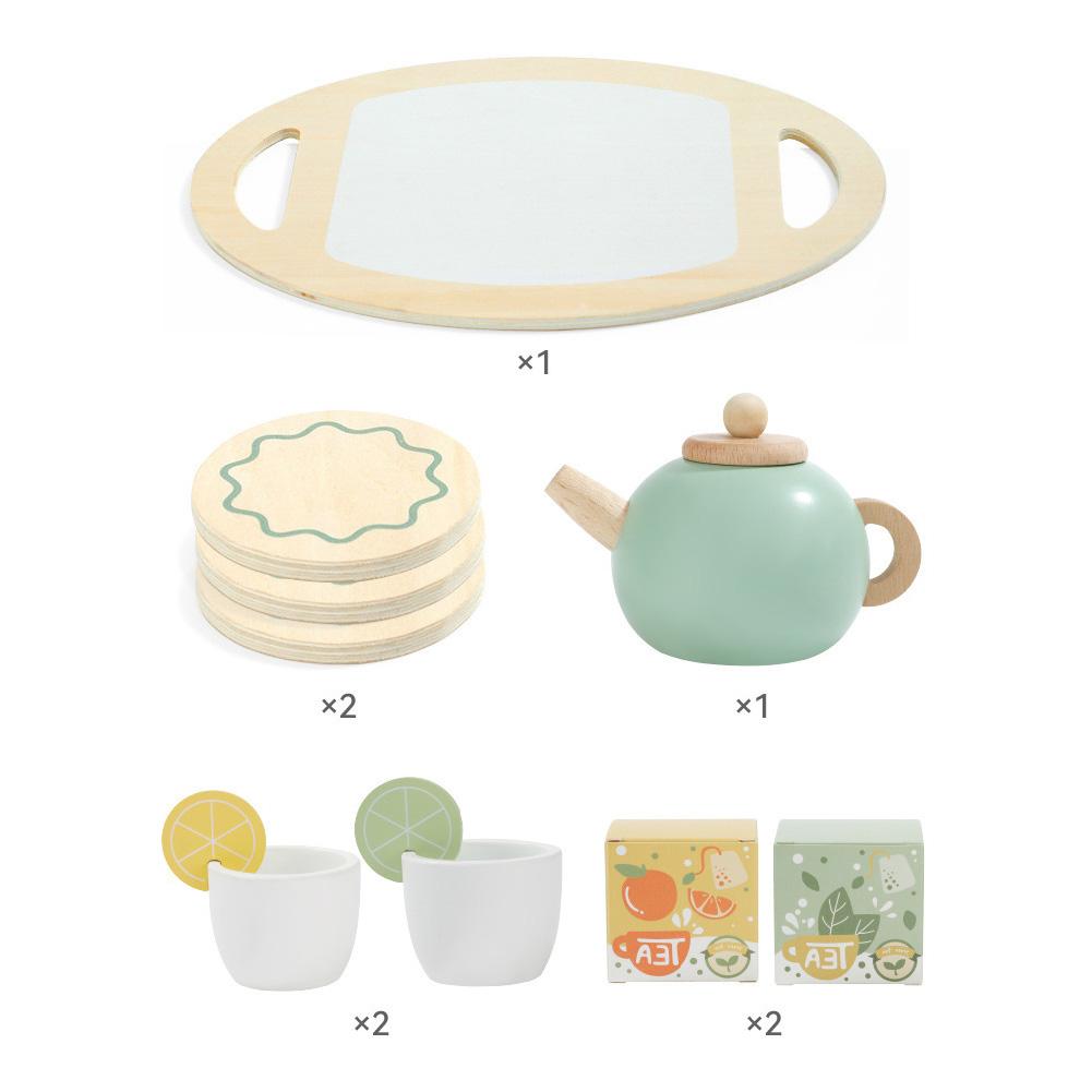 Wooden Tea Party Set Afternoon Tea Toys Play Food Pretend Play Kitchen Accessories Early Educational Toys Gifts For Kids