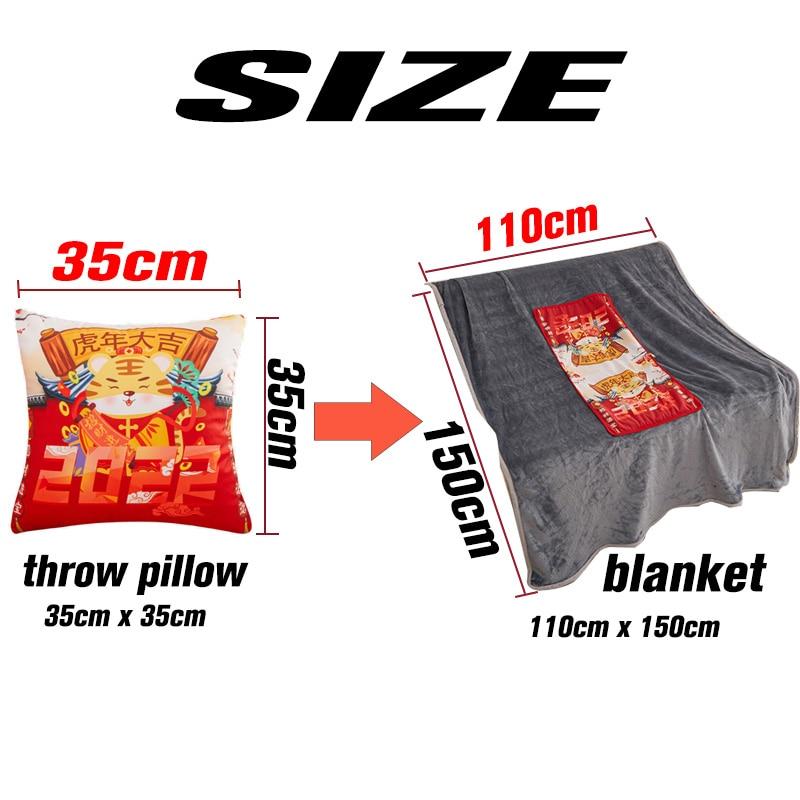2 In 1 Chinese Style Warm Blanket Pillow Cushion Office Lunch Blanket Warm Flannel Animal Pillow Car Blanket Bedding