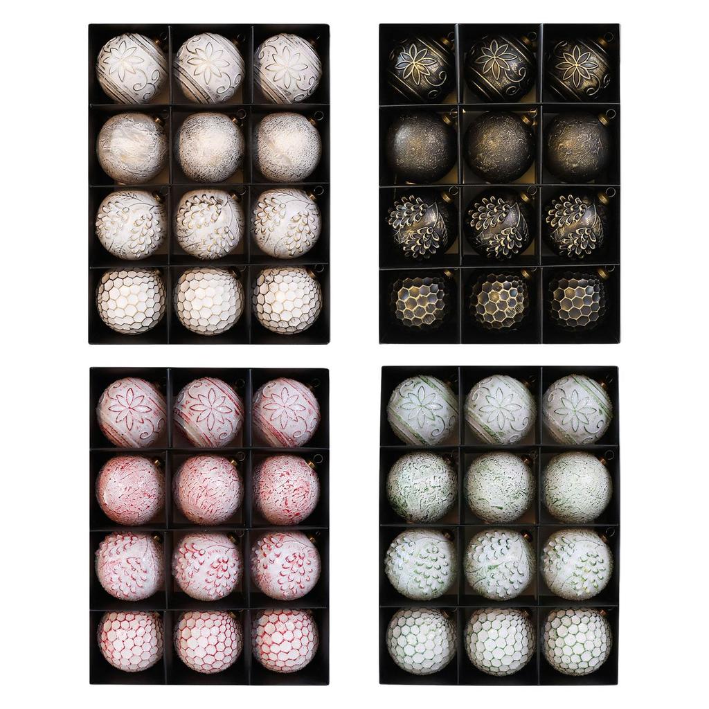 12 Pieces 3.15inch Christmas Hanging Balls Thoughtful Gift Multipurpose Traditional Lightweight for Home Party Vintage Design