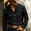 Retro Western Style Men's Long Sleeve Navajo Diamond-Shaped Tribal Print Outdoor Travel Loose Top