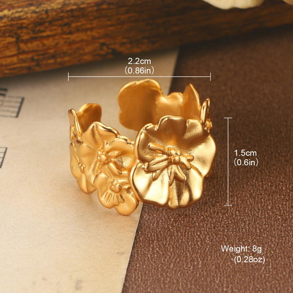 Vintage Flower Butterfly Openwork Texture Ring Premium Design Sense Ring Simple Ins Fashion Versatile Split Ring