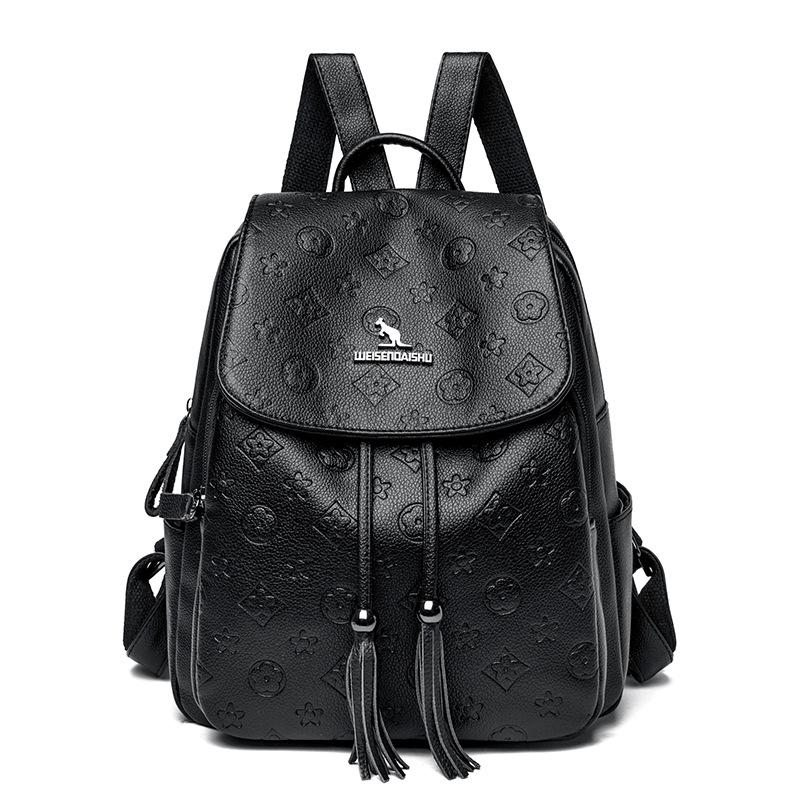 Backpack Women s New Fashion Backpack Medium Bag Travel Bag Casual Large Capacity School Bag чёрный