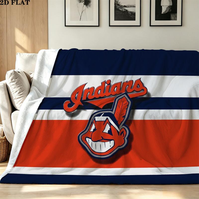 Cleveland Indians Print Flannel Blanket High Quality Warm Comfortable Cover for All Seasons Perfect for Gifts Home Decor
