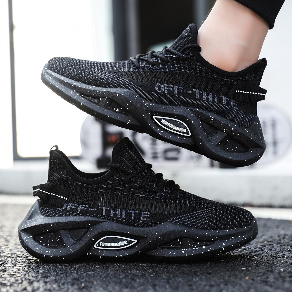 Męskie buty moda codzienne sportowe wiosna i jesień nowe męskie buty tkane na cholewce podwyższające męskie buty do biegania