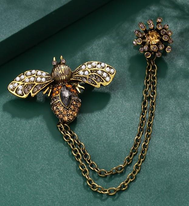 Nowy Styl Broszka Pszczoła z Kroplami Oleju - Urocza Pins Zwierzęcy na Kołnierzyki i Dodatki do Odzieży