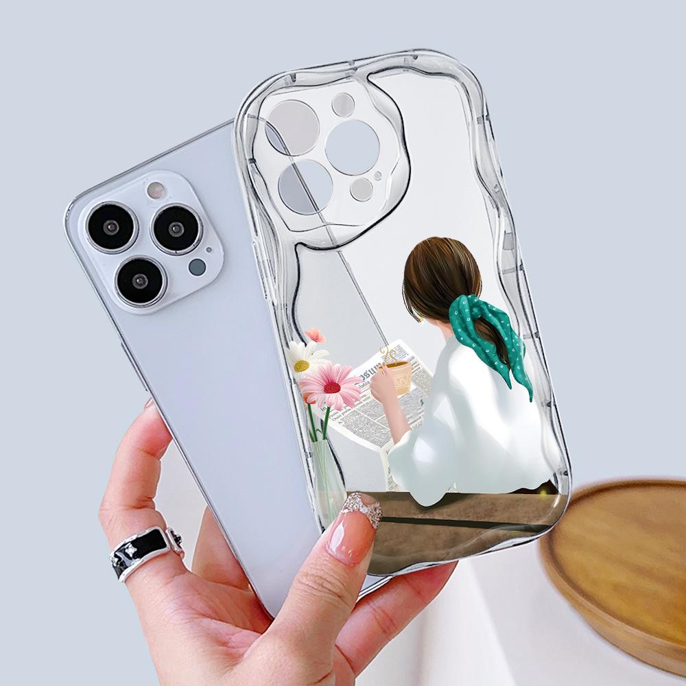 For OPPO A38 A18 A60 A58 A57s A96 Reno12 13 Realme C31 C30 Vivo V30 Y27s Y28 Y36 Y76 Colorful Love Heart Soft Wave Ege Shockproof Case