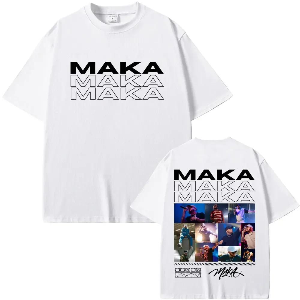 Rapper Maka Double Sided Print Tshirt Aura Tour Unisex Wounisex Hip Hop Fashion Pop Music T Shirts Male Casual Black Vintage T Shirt