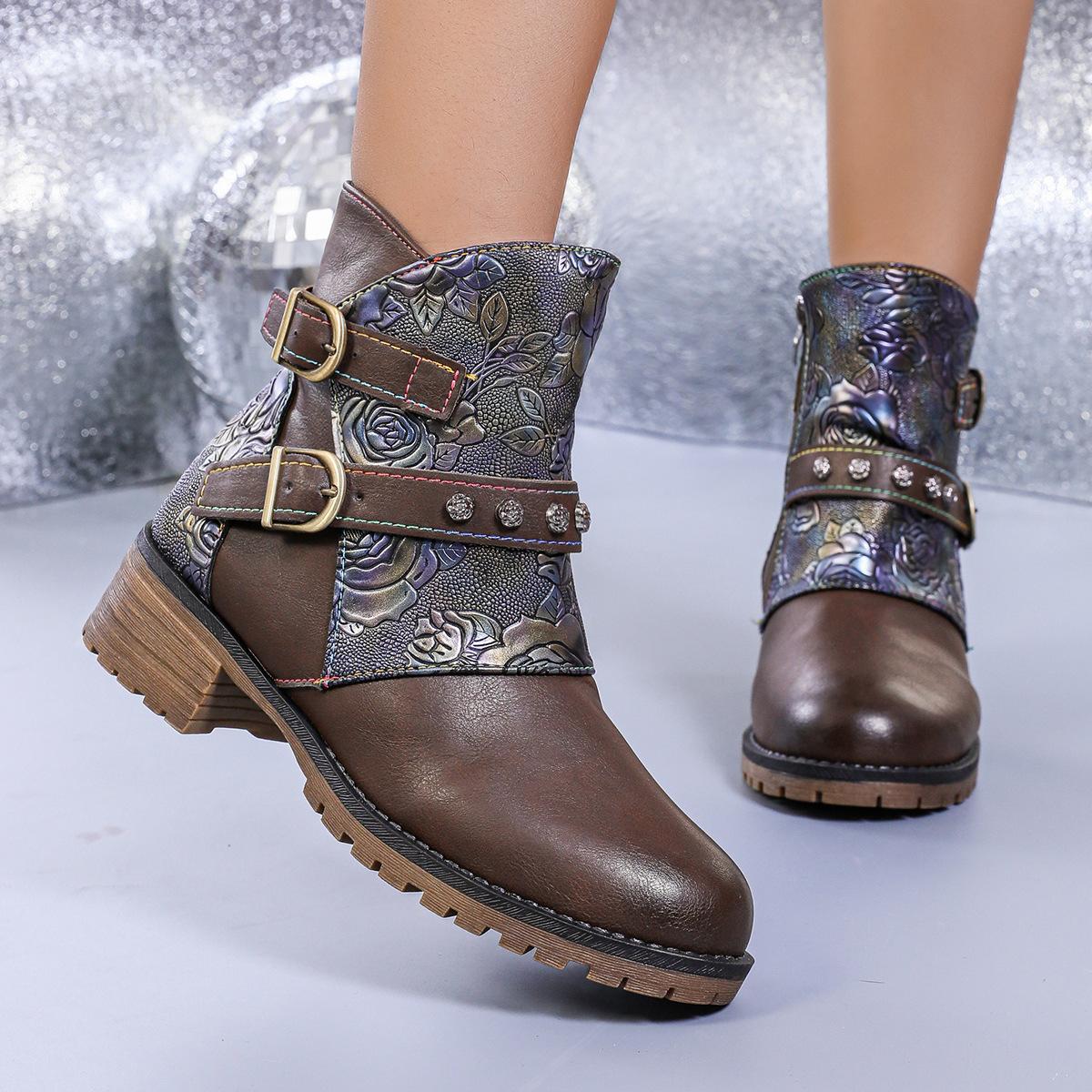 

Модные ковбойские сапоги с принтом для женщин 2025 года, новые модели на осень и зиму 43