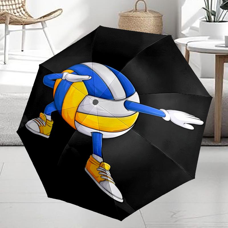 Volleyball Theme Automatic Umbrella, Lightweight & Portable, 8 Rib, Perfect for Outdoor Travel, Birthdays, Christmas, Gifts.