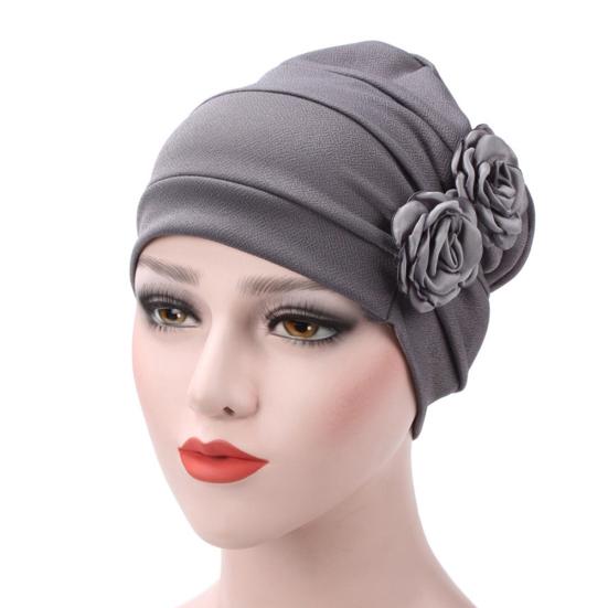 Women Rose Flowers Decor Beanie Cap Snood Hat Fashion Headwrap Headwear Gift