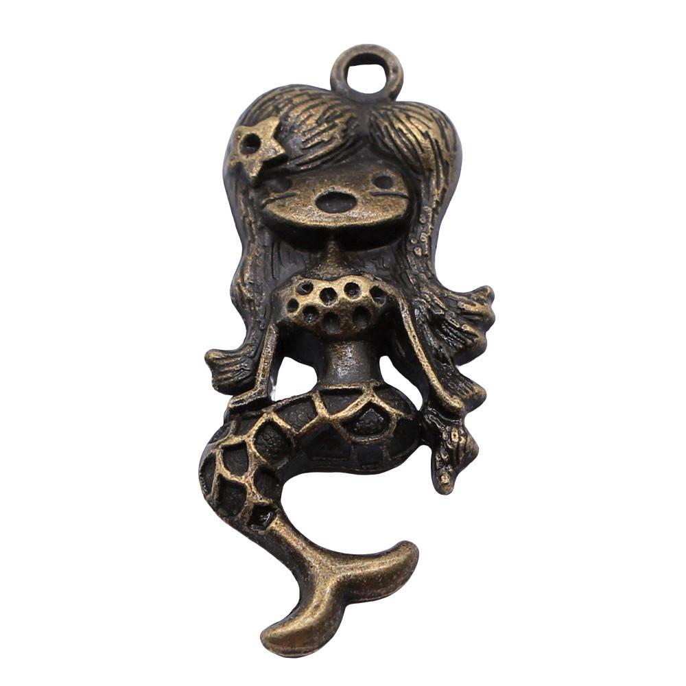 Mermaid Skeleton Charms Gothic Alloy Pendants For Halloween DIY Jewelry Accessories
