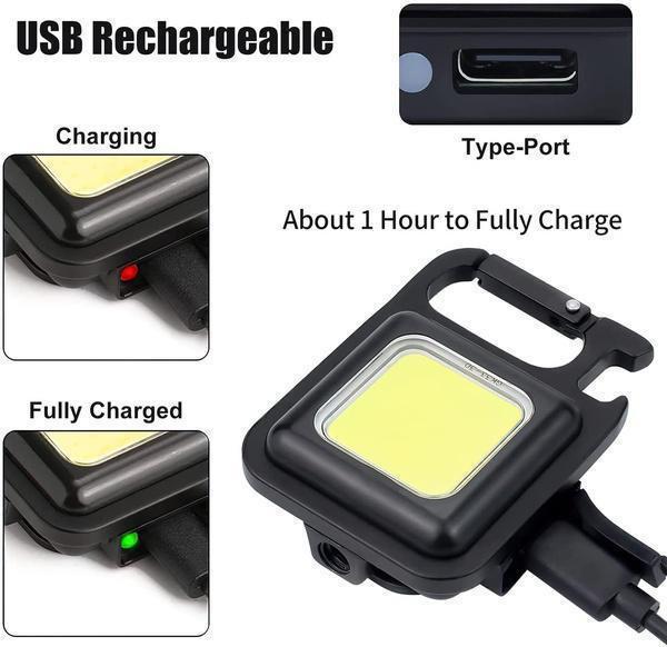 LED Flashlights Mini Cob Keychain Work  Light Rechargeable Magnetic Keychain Light Portable Outdoor Fishing Camping Lamp