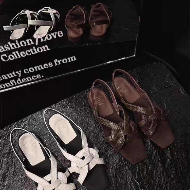 Fashion New Women's Fashion Leather Sandals Summer Woman Roman Shoes Casual Comfort Soft Beach Shoes Female Flat Sandals Size 35-41