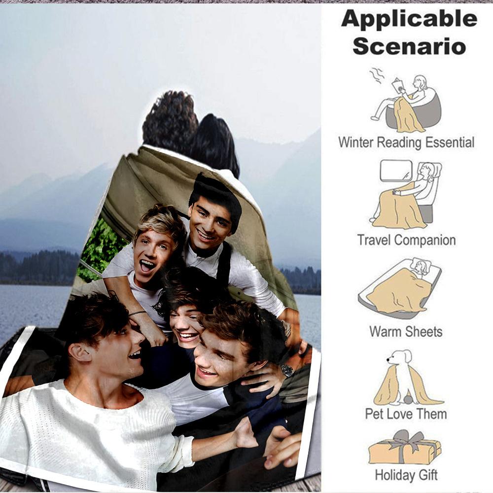 1pc One Direction Flannel Blanket, Soft Skin Friendly with Digital Printing, Various Sizes Available for Family, Friends, Birthday