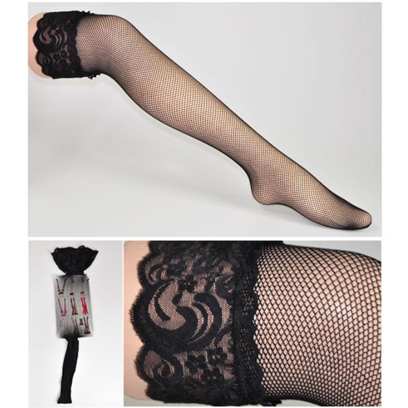 Sexy Women'S Stockings Hollow Out Mesh Lace Top Party Thigh High Stockings Sexy Lingerie Black Back Seam Fishnet Stockings