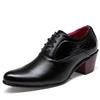Luxury Men Dress Wedding Shoes Glossy Leather High Heels Fashion Pointed Toe Heighten Oxford Shoes Party Prom