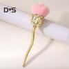 Nail Art Brush Soft Bristles Comfortable Grip Manicure Brush Artificial Fiber Wool Rose Flower Shape Nail Brush Manicure Tool