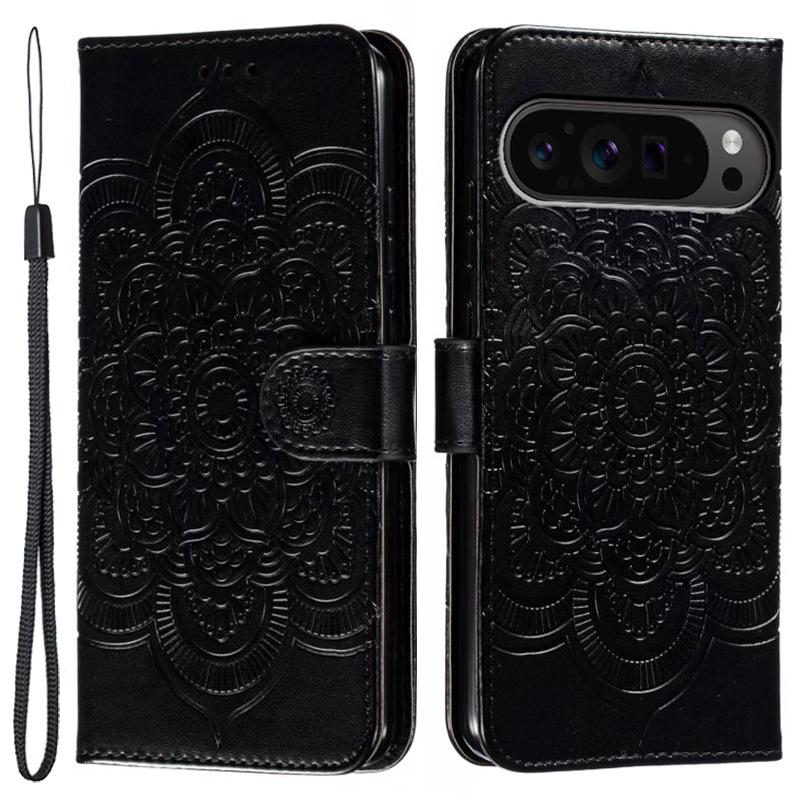For Google Pixel 10 Pro XL/9 Pro XL Case PU Leather Mandala Imprinted Design Wallet Phone Cover