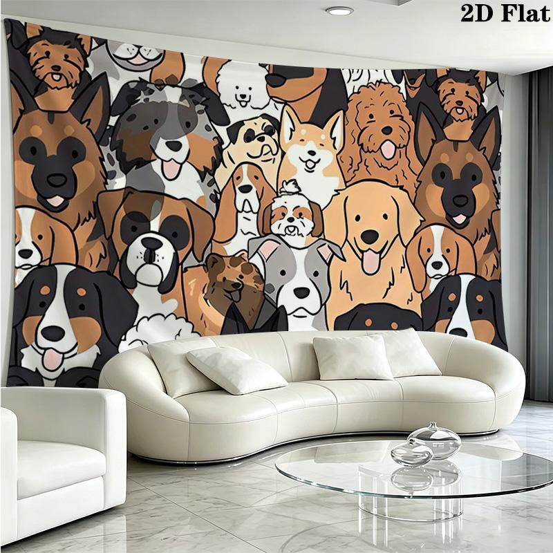 Cute Dogs Wall Tapestry Aesthetic Wall Hanging Printed Fabric Blanket Decorative Tapestries for Bedroom Living Room Home Decor