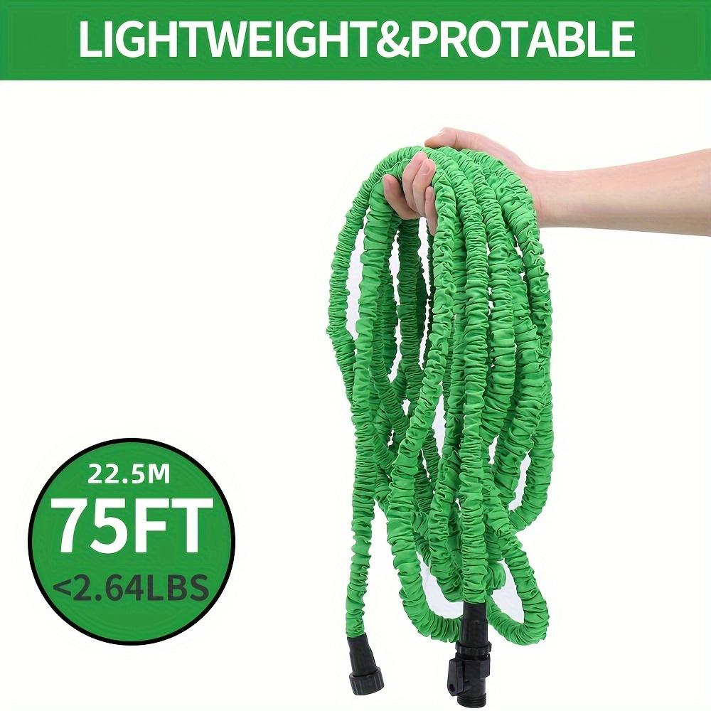 Furtun de grădină pentru mașină Furtun de apă flexibil extensibil cu miez dublu de latex și duză de apă pentru spălarea mașinii conectori de 3/4"