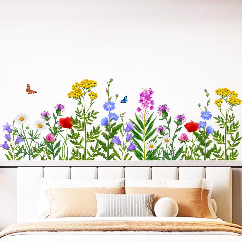 Self Adhesive Floral Butterfly Wall Sticker Decal for Living Room Bedroom Home Interior Wall Decoration