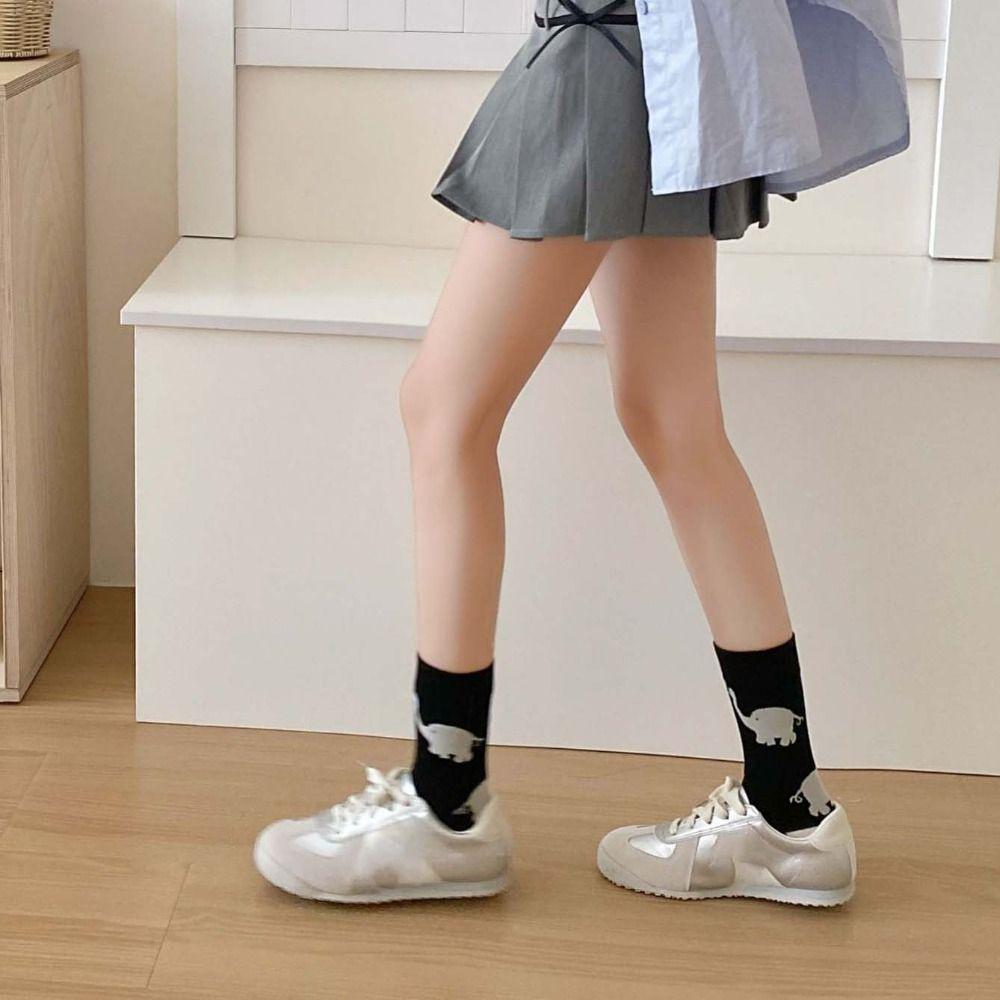 

Lolita Style Cartoon Animals Short Socks Cotton Outdoor Sports Mid-Calf Socks Ladies белый