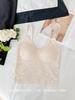 #Summer new Spice Girl style V-neck lace dispensing splicing ice silk vest female slim one-piece with chest pad