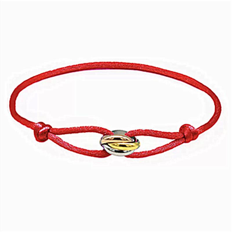 Luxury Classic Three-color Stainless Steel Circle Ring Rope Weaving Adjustable Couple Bracelet for Women Men Jewelry Gift