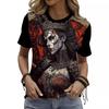 Summer Round Neck 3D Skull Print Top Fashionable Casual Short Sleeved Women's T-shirts