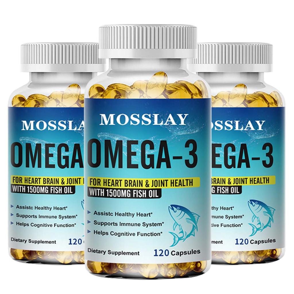 High-concentration Deep-sea Fish Oil Omega-3 Capsules, 1500 Mg Fish Oil Per Serving, Rich In EPA and DHA, Suitable for Adult Use.