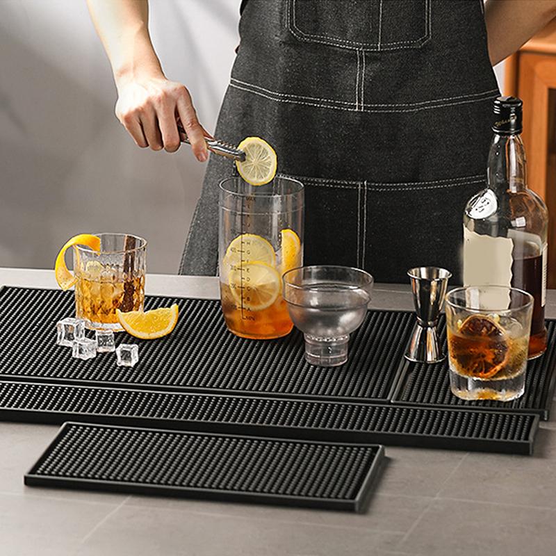Bar Mat Rubber Coffee Bar Mats Anti-Slip Pvc Cup Mat Waterproof Heat Resistant Drain Mat For Bar Cafe Barista Cocktail Bartender