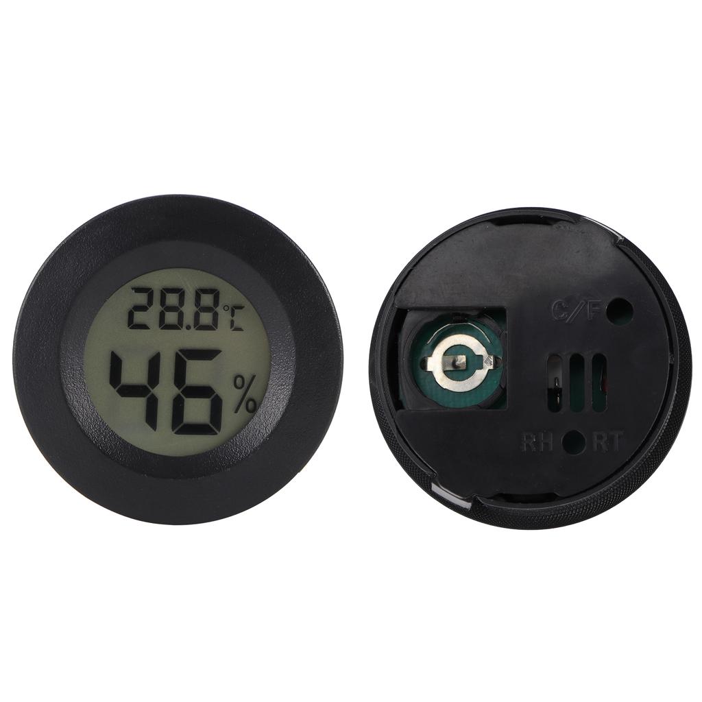 2PCS Mini Digital LCD Thermometer Hygrometer Round Shape Temperature Humidity Meter for Reptile Box