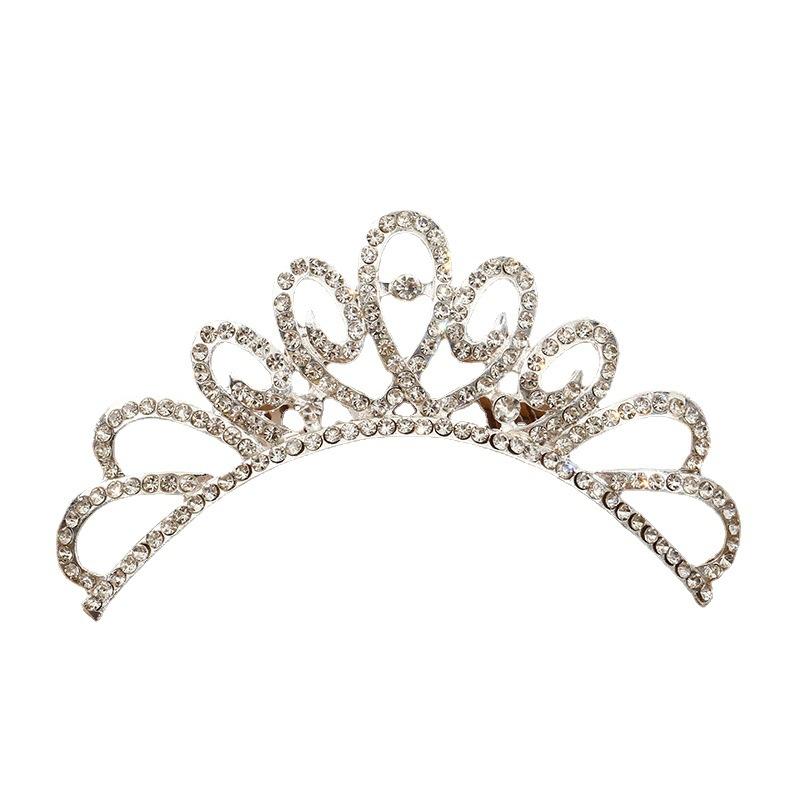 New Children's Crown Rhinestone Hair Accessories Princess Crown Girl's Birthday Alloy Comb Girl's Crown Tiara