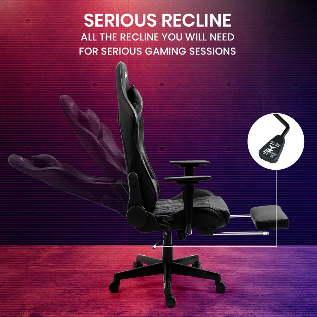 Office Chairs Overdrive Apex Series Reclining Gaming Ergonomic Office Chair With Footrest Black