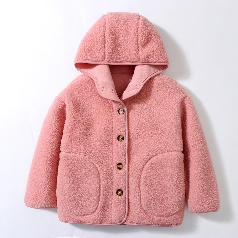Children Lambswool Jacket Autumn Winter Fleece Warm Hooded Teens Children Fur Outerwear Daily Casual 4-18 Year Kids Tops Clothes